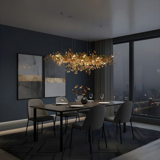 Calla Ginko Leaf Linear Chandelier