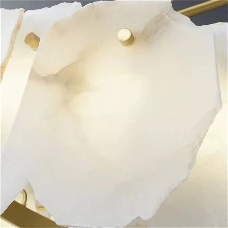 Carlos Alabaster Modern Snowflake Linear Chandelier Over Dining Table