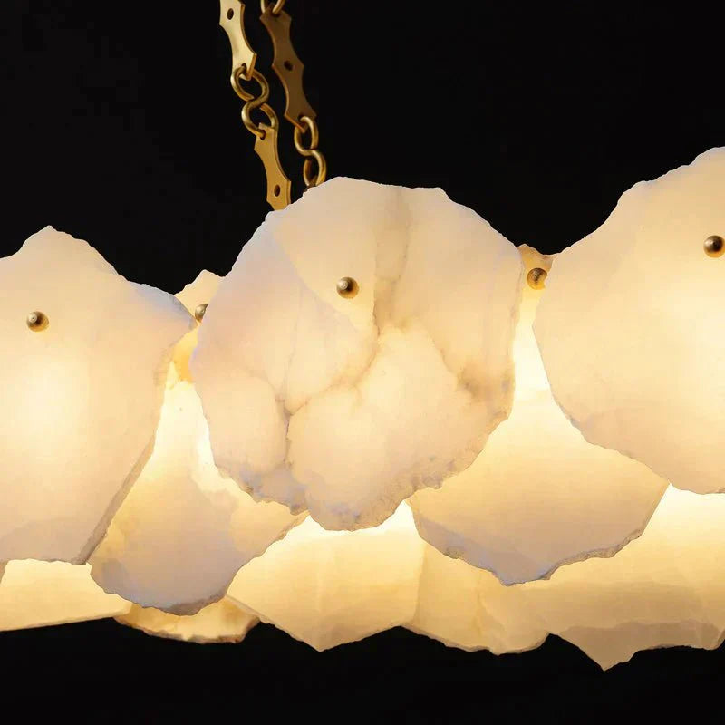 Carlos Alabaster Modern Snowflake Linear Chandelier with Chain