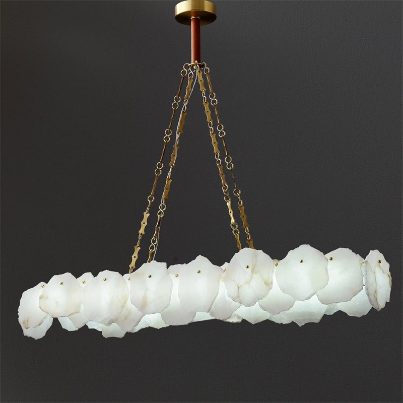 Carlos Alabaster Modern Snowflake Linear Chandelier with Chain