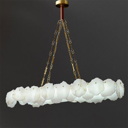 Carlos Alabaster Modern Snowflake Linear Chandelier with Chain