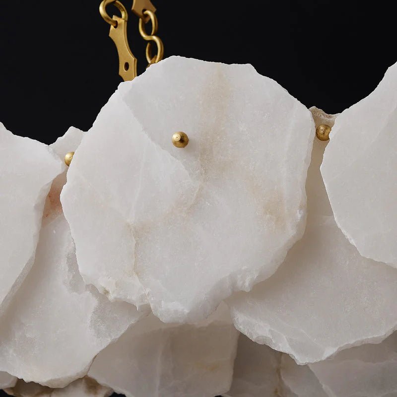 Carlos Alabaster Modern Snowflake Linear Chandelier with Chain