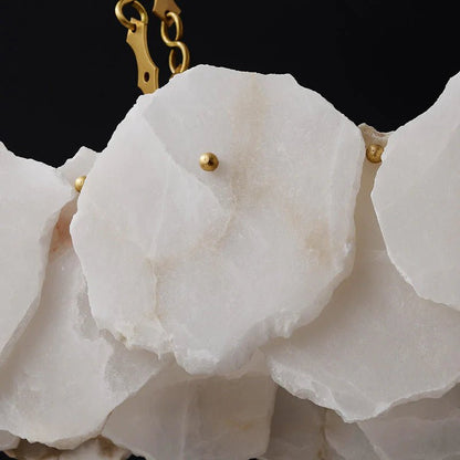 Carlos Alabaster Modern Snowflake Linear Chandelier with Chain