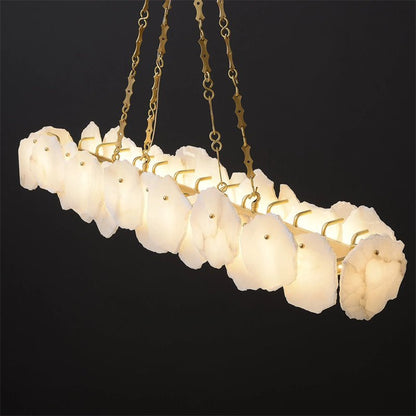 Carlos Alabaster Modern Snowflake Linear Chandelier with Chain