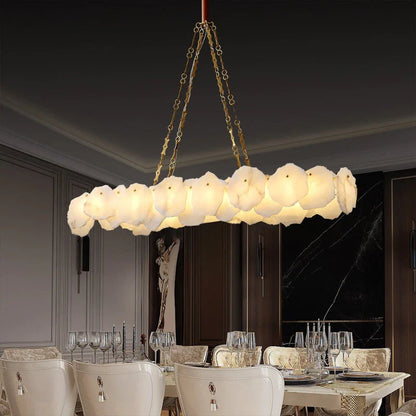 Carlos Alabaster Modern Snowflake Linear Chandelier with Chain