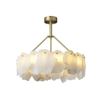 Carlos Alabaster Modern Snowflake Round Chandelier