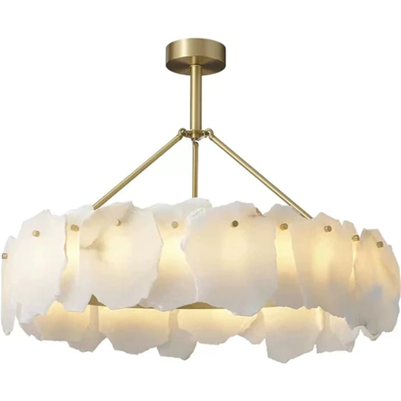 Carlos Alabaster Modern Snowflake Round Chandelier