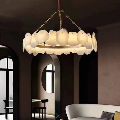 Carlos Alabaster Modern Snowflake Round Chandelier