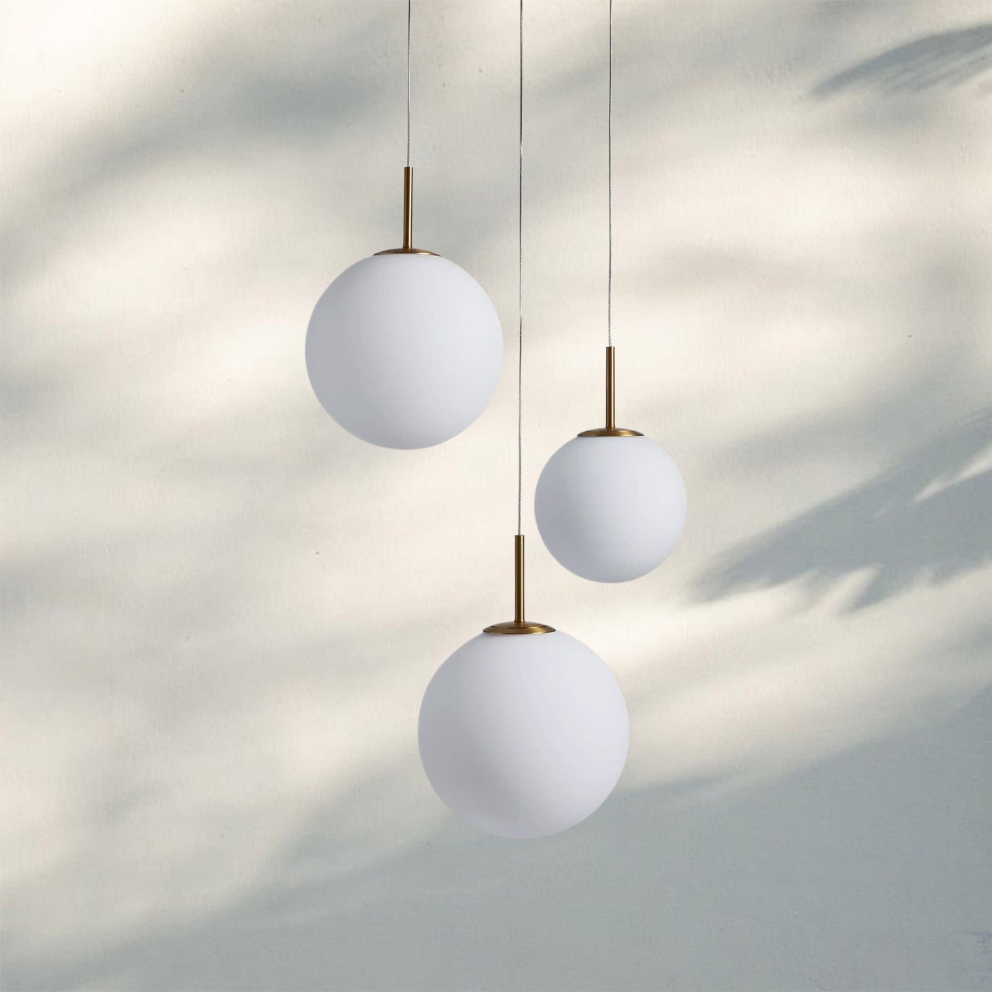 Casen Modern Round Chandelier - Hand-Blown Crackle Glass & Satin Brass LED Pendant Light
