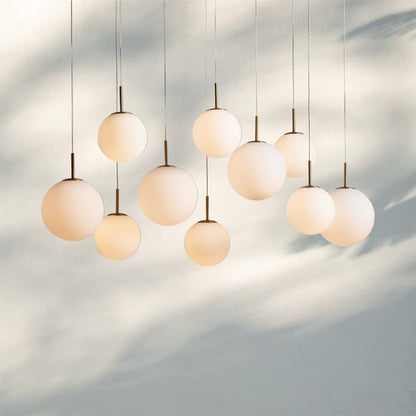 Casens Modern Linear Chandelier - Hand-Blown Glass Globe Pendant Light for Dining Table & Kitchen Island