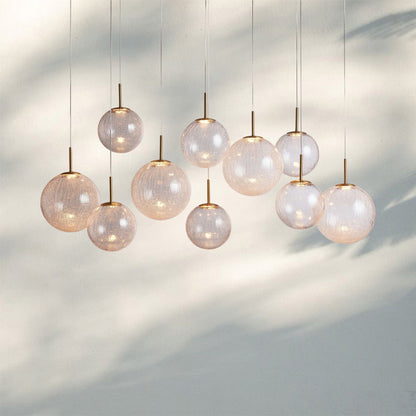 Casens Modern Linear Chandelier - Hand-Blown Glass Globe Pendant Light for Dining Table & Kitchen Island