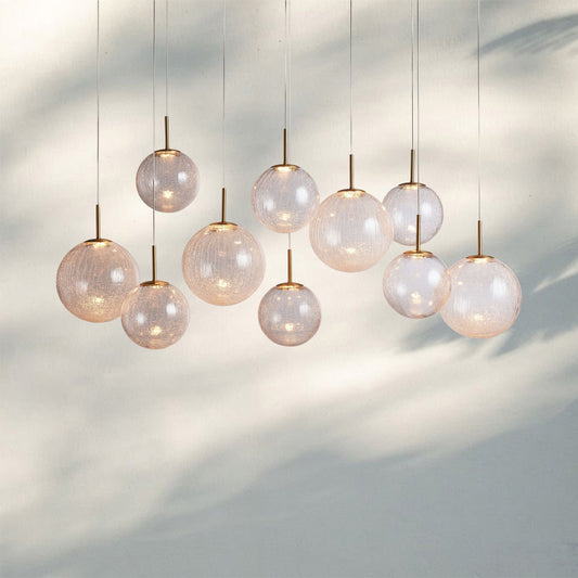 Casens Modern Linear Chandelier - Hand-Blown Glass Globe Pendant Light for Dining Table & Kitchen Island
