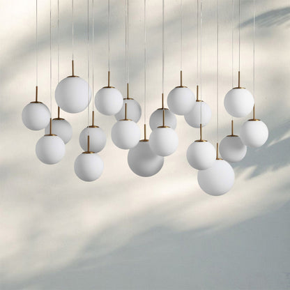 Casens Modern Linear Chandelier - Hand-Blown Glass Globe Pendant Light for Dining Table & Kitchen Island