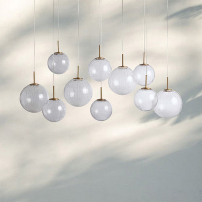 Casens Modern Linear Chandelier - Hand-Blown Glass Globe Pendant Light for Dining Table & Kitchen Island