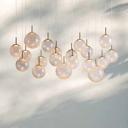 Casens Modern Linear Chandelier - Hand-Blown Glass Globe Pendant Light for Dining Table & Kitchen Island
