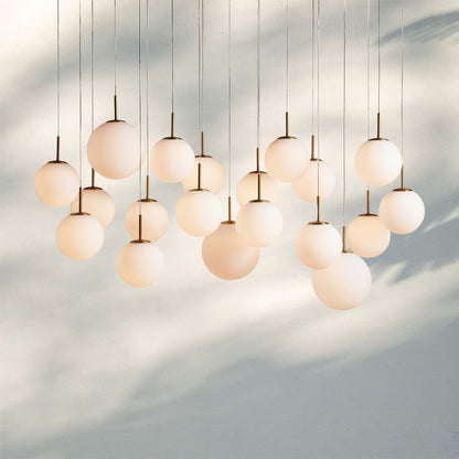 Casens Modern Linear Chandelier - Hand-Blown Glass Globe Pendant Light for Dining Table & Kitchen Island