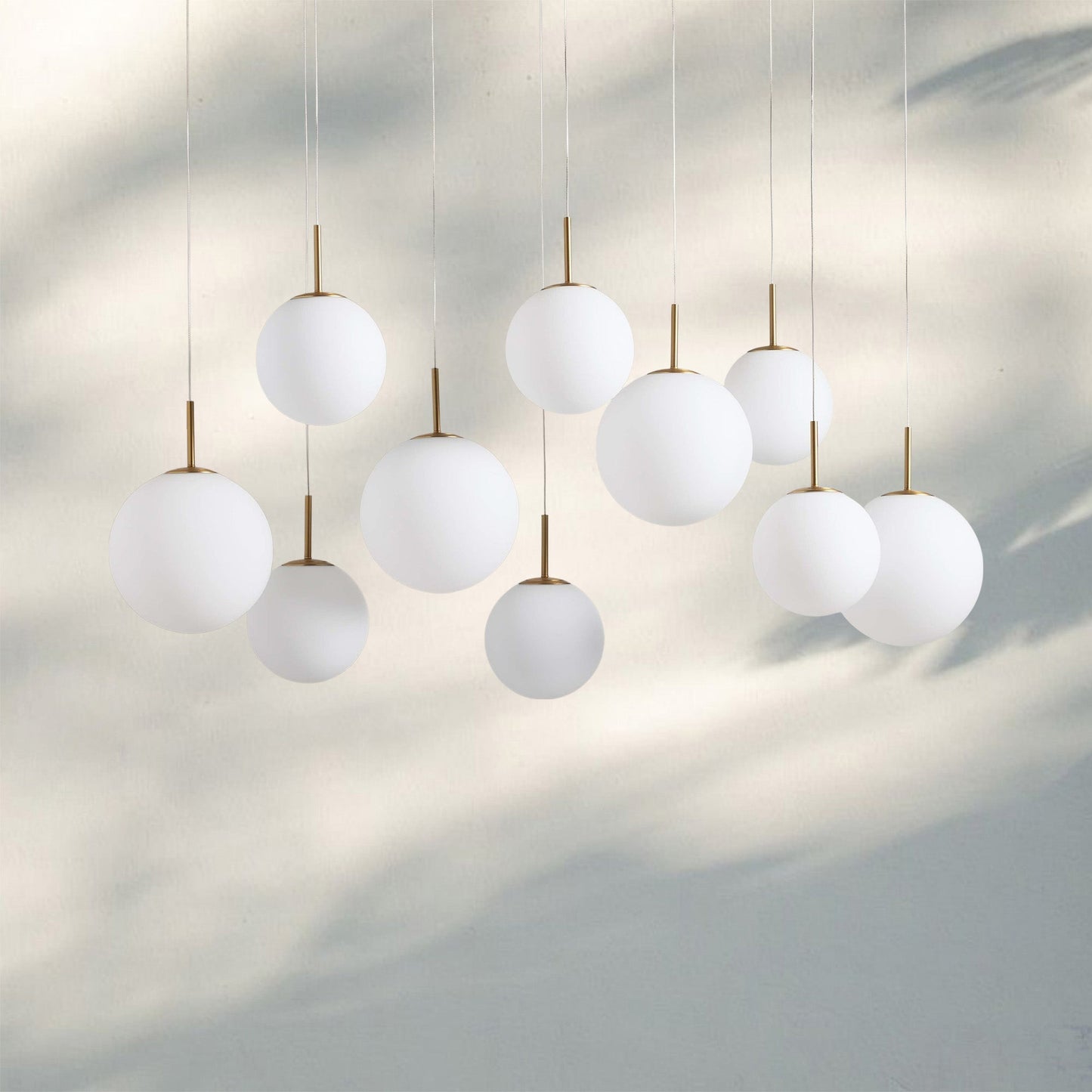 Casens Modern Linear Chandelier - Hand-Blown Glass Globe Pendant Light for Dining Table & Kitchen Island