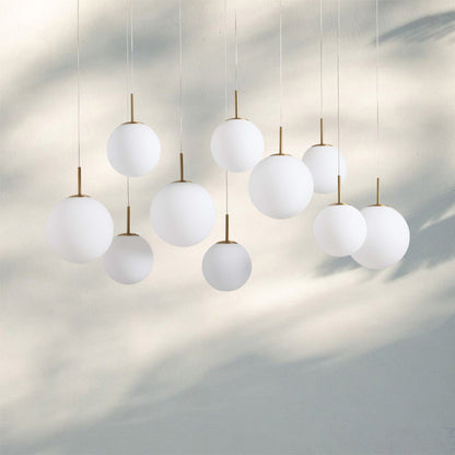 Casens Modern Linear Chandelier - Hand-Blown Glass Globe Pendant Light for Dining Table & Kitchen Island