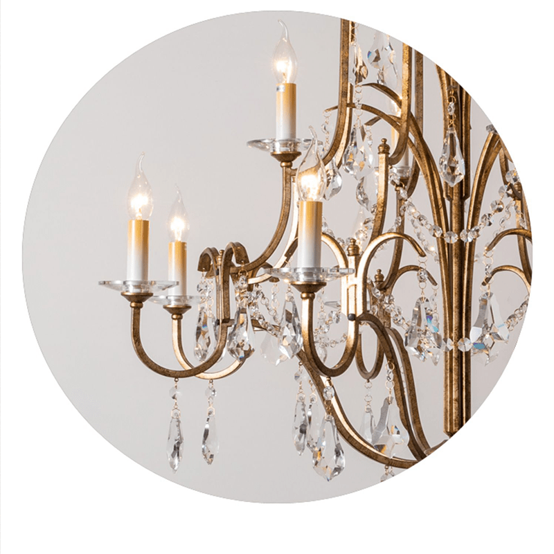 Caspian Vintage Candle Art Brass Chandelier For Living Room