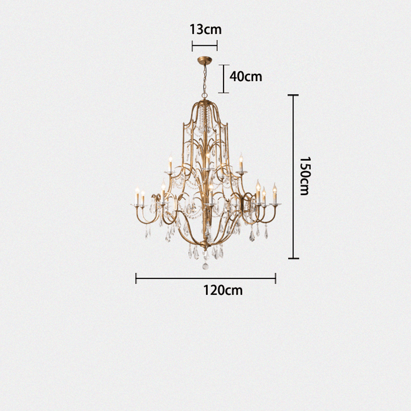Caspian Vintage Candle Art Brass Chandelier For Living Room