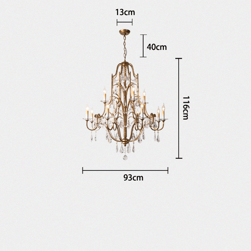 Caspian Vintage Candle Art Brass Chandelier For Living Room