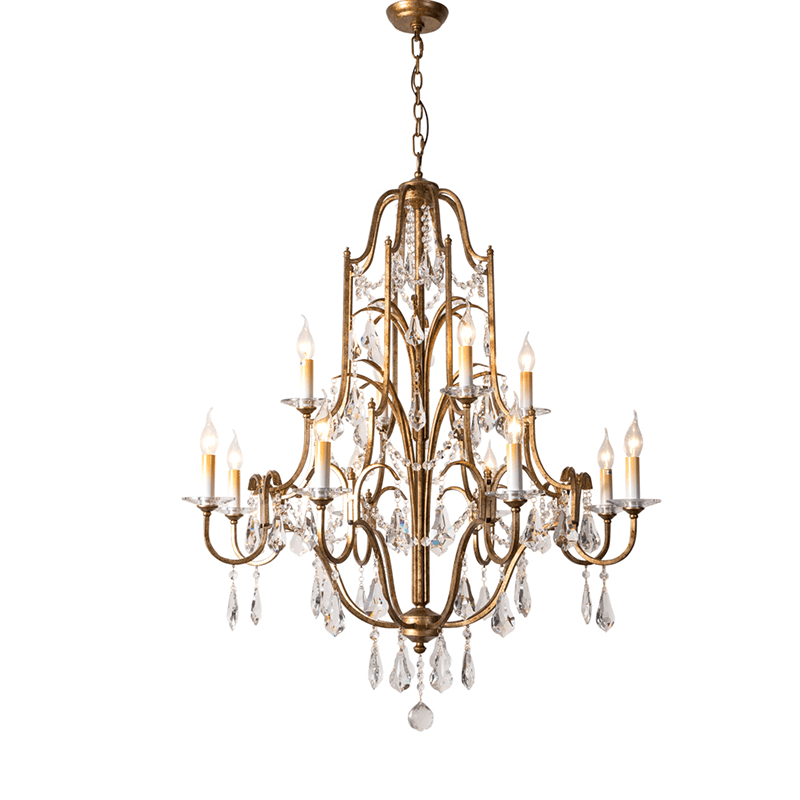 Caspian Vintage Candle Art Brass Chandelier For Living Room
