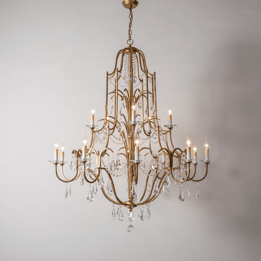 Caspian Vintage Candle Art Brass Chandelier For Living Room