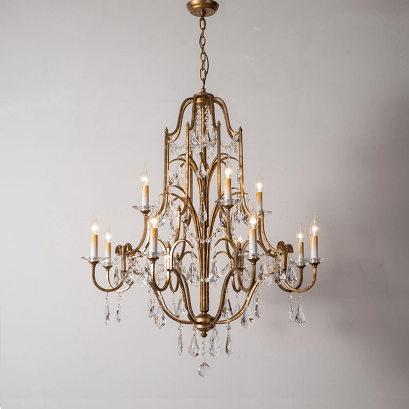 Caspian Vintage Candle Art Brass Chandelier For Living Room