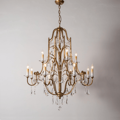 Caspian Vintage Candle Art Brass Chandelier For Living Room