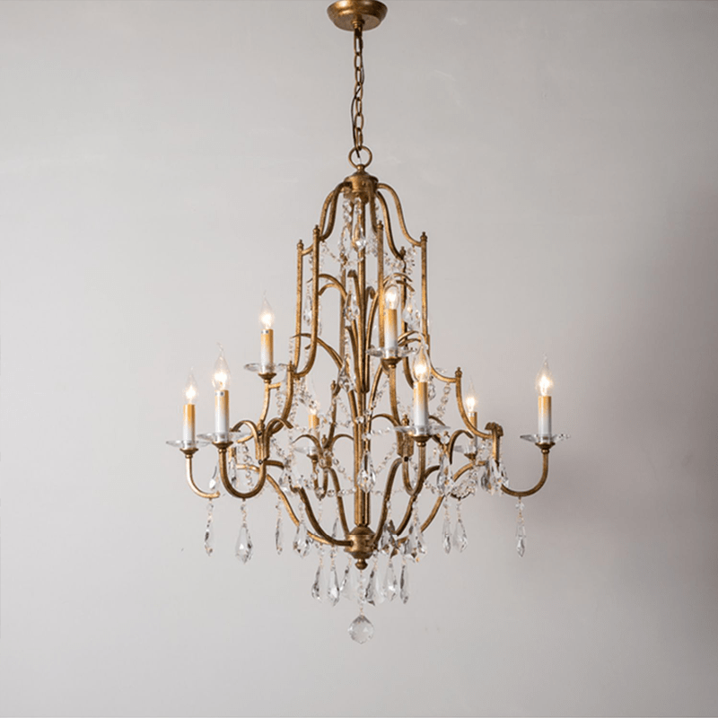 Caspian Vintage Candle Art Brass Chandelier For Living Room