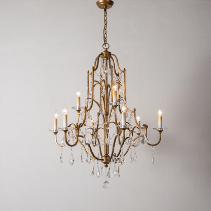 Caspian Vintage Candle Art Brass Chandelier For Living Room