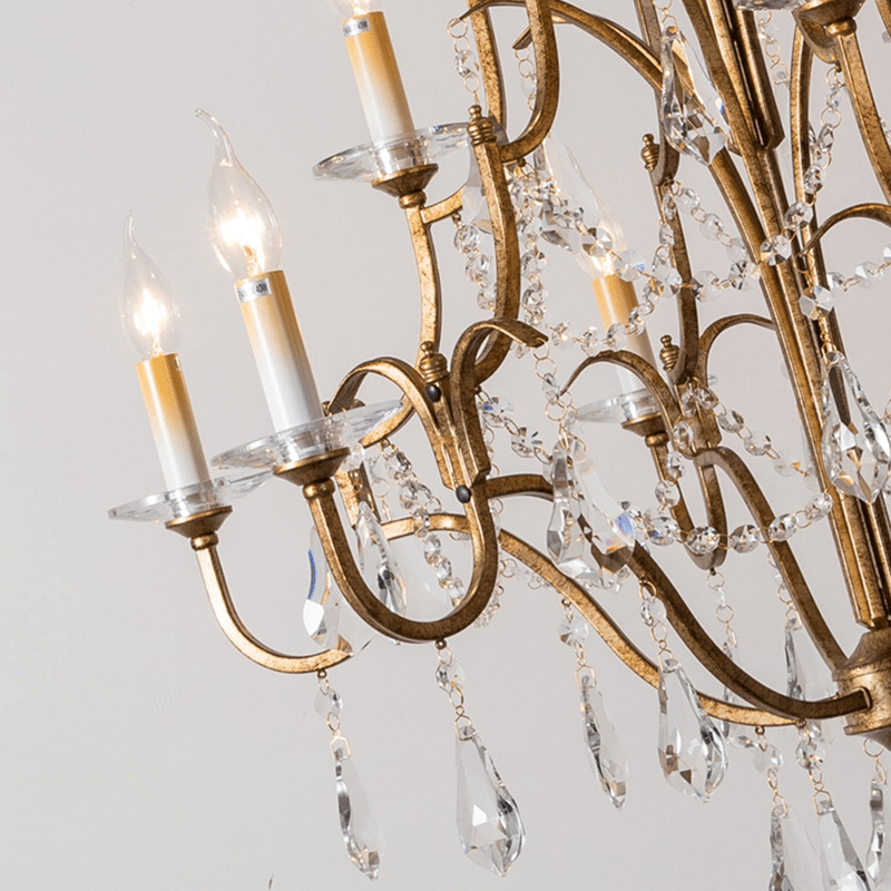 Caspian Vintage Candle Art Brass Chandelier For Living Room