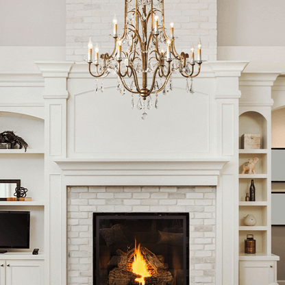 Caspian Vintage Candle Art Brass Chandelier For Living Room