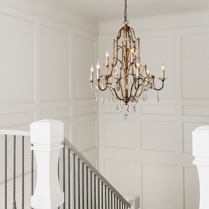 Caspian Vintage Candle Art Brass Chandelier For Living Room