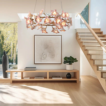 Ceramic Blossom Flower Round Bedroom Chandelier