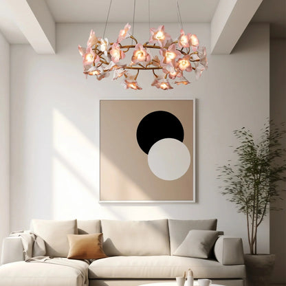 Ceramic Blossom Flower Round Bedroom Chandelier