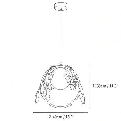 Ceramic Gingko Pendant Lamp