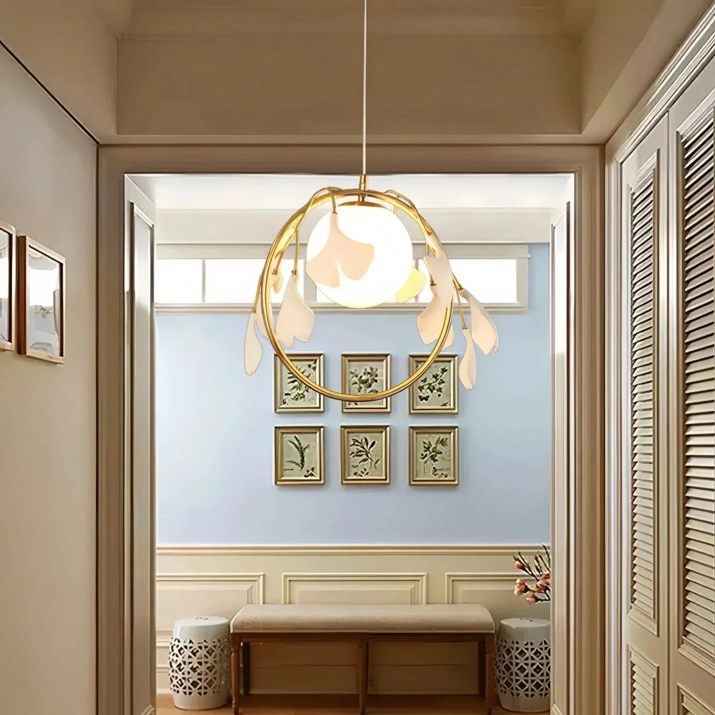 Ceramic Gingko Pendant Lamp