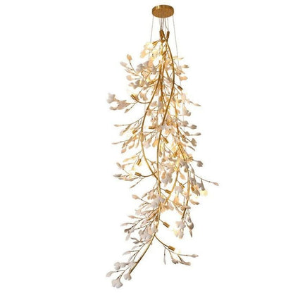 Ceramic Gingko Staircase Branch Chandelier