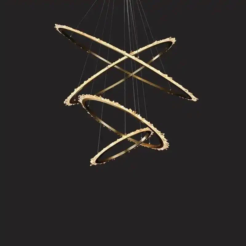 Cervine Modern Rock Crystal Ring Round Chandelier Cluster