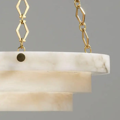 Art Deco Alabaster Chandelier - Brass Finish