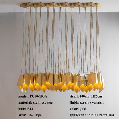 Bronze Fold Linear Chandelier