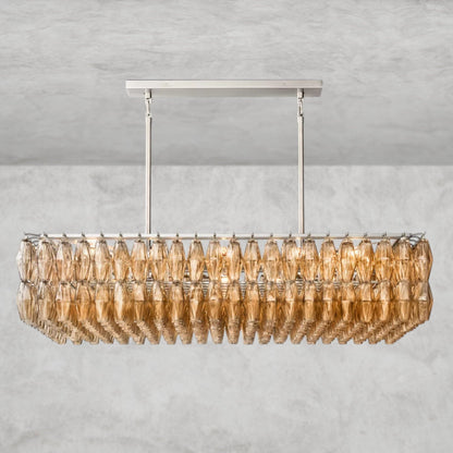 CHIARA CLEAR/ SMOKE GLASS RECTANGULAR CHANDELIER 54", 74"