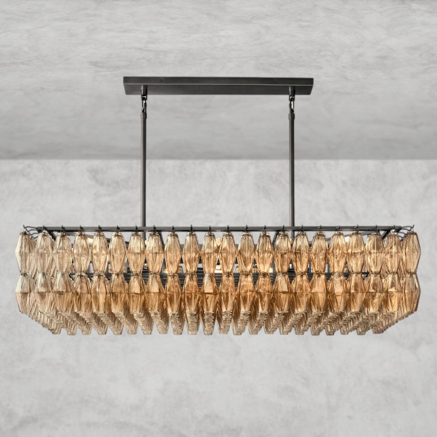 CHIARA CLEAR/ SMOKE GLASS RECTANGULAR CHANDELIER 54", 74"