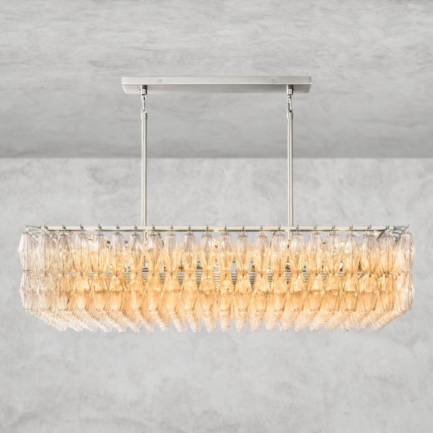 CHIARA CLEAR/ SMOKE GLASS RECTANGULAR CHANDELIER 54", 74"