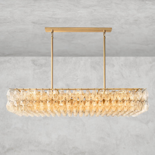 CHIARA CLEAR/ SMOKE GLASS RECTANGULAR CHANDELIER 54", 74"
