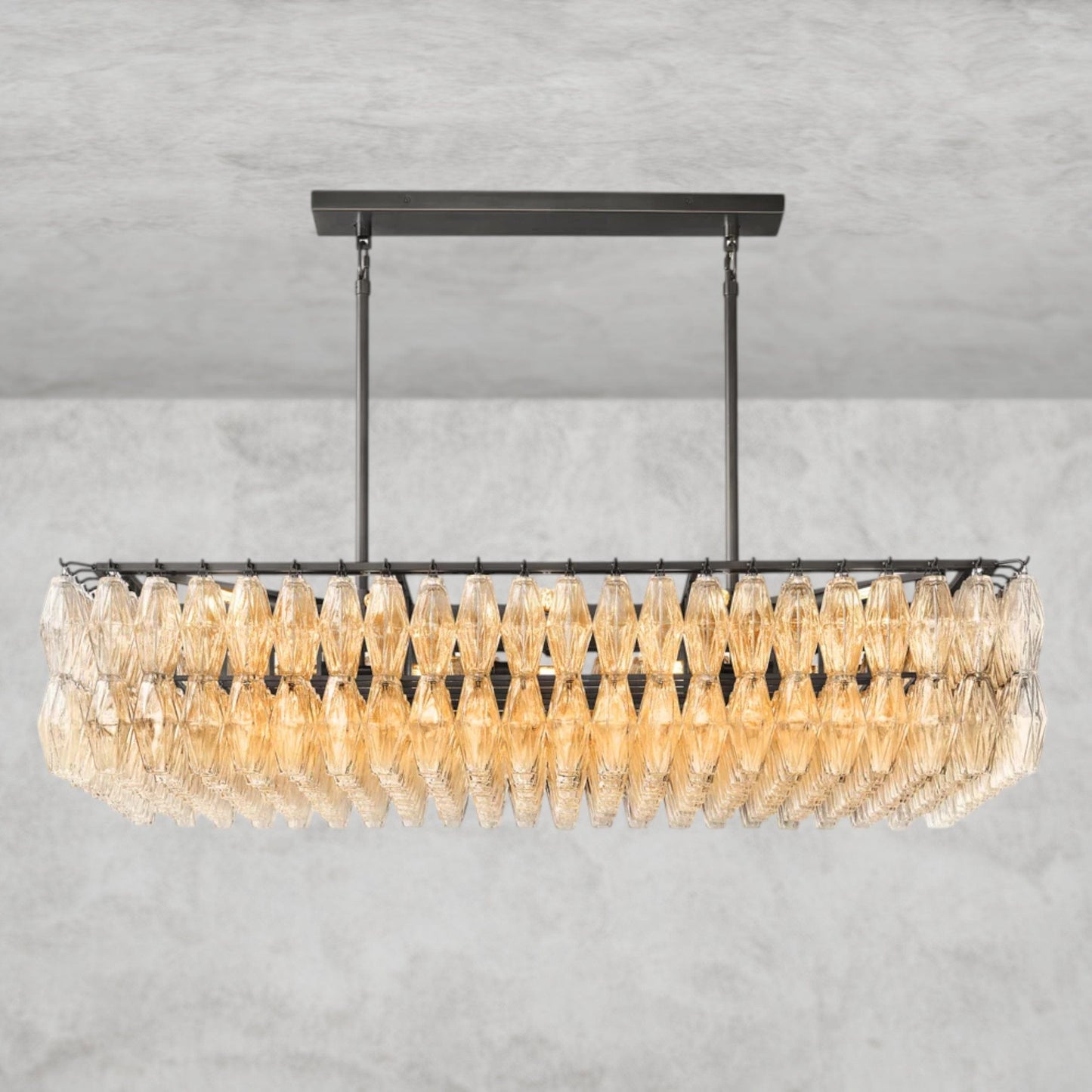 CHIARA CLEAR/ SMOKE GLASS RECTANGULAR CHANDELIER 54", 74"