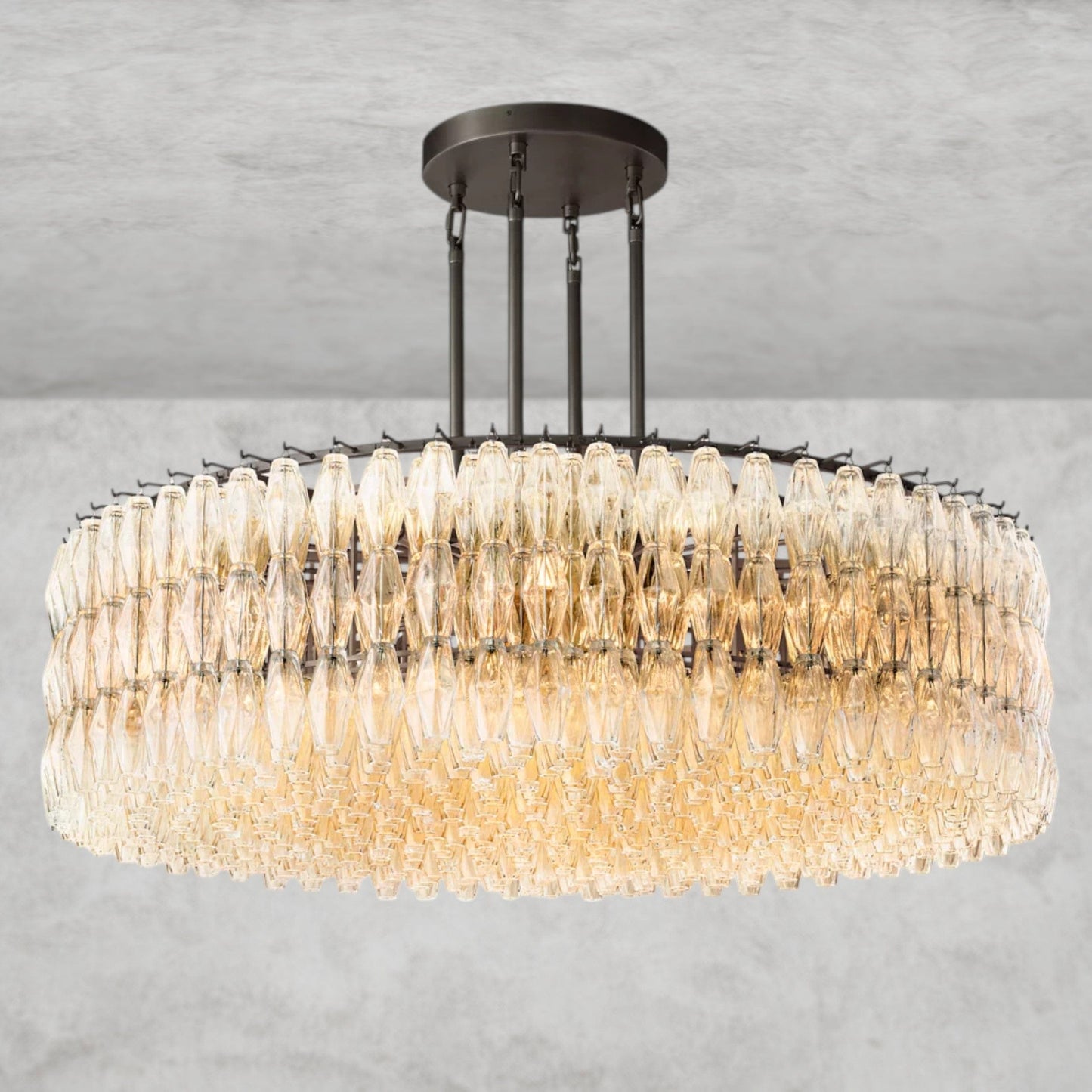 CHIARA CLEAR/ SMOKE GLASS ROUND CHANDELIER 37", 47", 62"