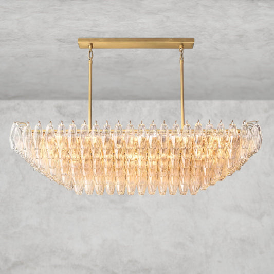 CHIARA CLEAR/ SMOKE GLASS TIERED RECTANGULAR CHANDELIER 54", 74"