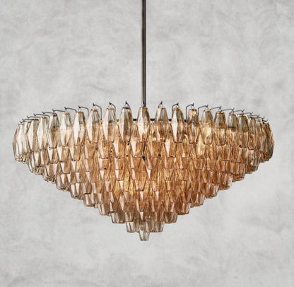 CHIARA CLEAR/ SMOKE GLASS TIERED ROUND CHANDELIER 37", 47", 62"